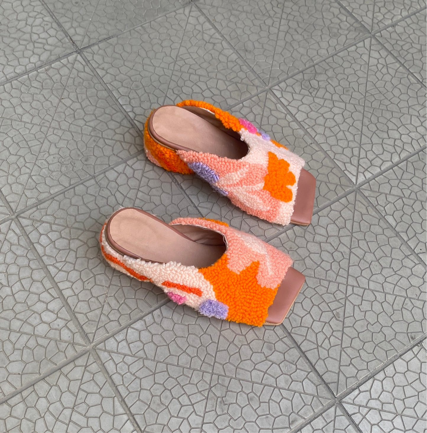 Punch needle colorful sandals