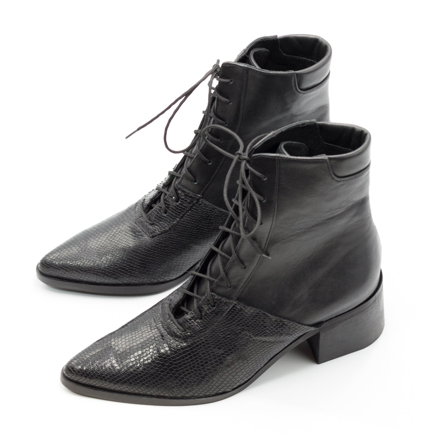 Quartz - Black Lace Up Boots