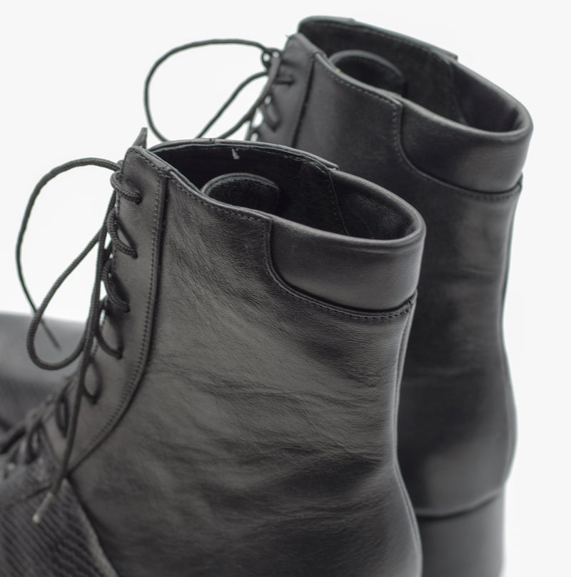 Quartz - Black Lace Up Boots