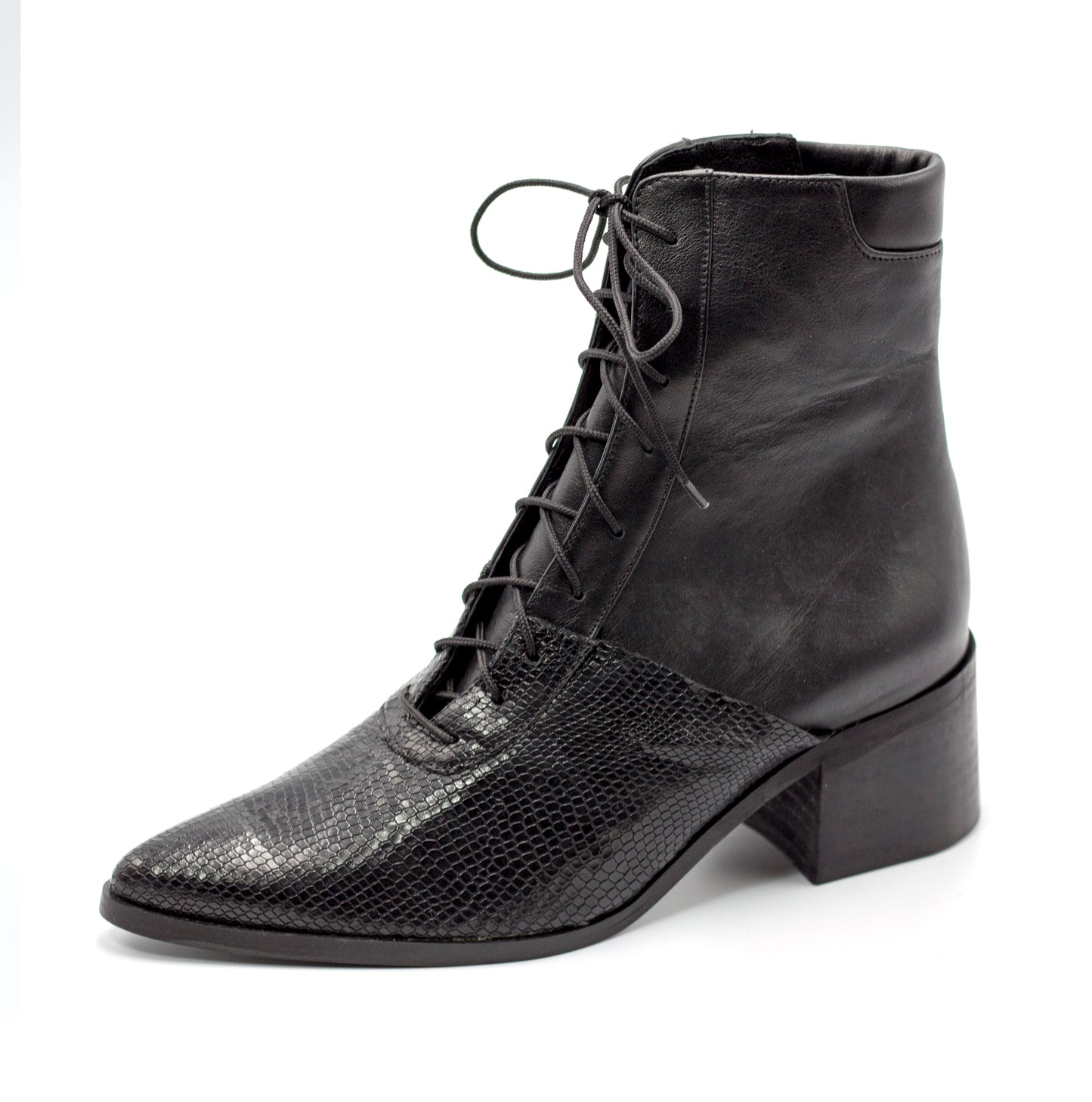 Quartz - Black Lace Up Boots