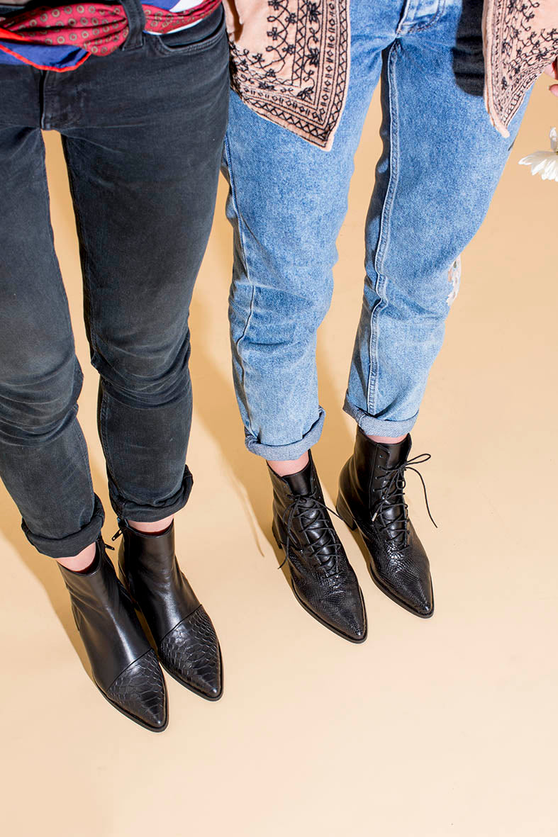 Quartz - Black Lace Up Boots