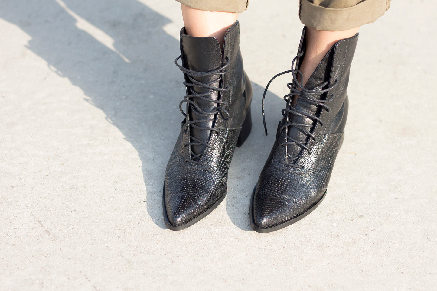Quartz - Black Lace Up Boots