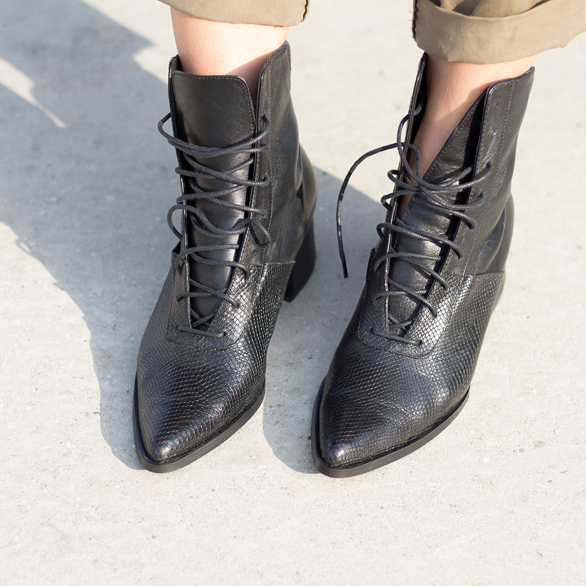 Quartz - Black Lace Up Boots