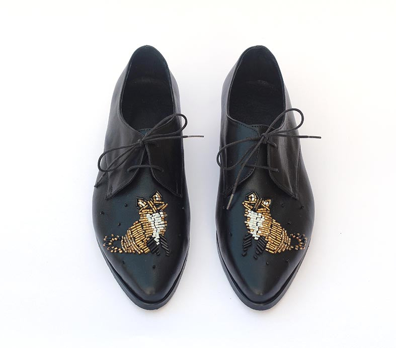 Fox Embroidered Shoes with beads Katz And Birds Fox Embroidered Shoes with beads Katz And Birds
