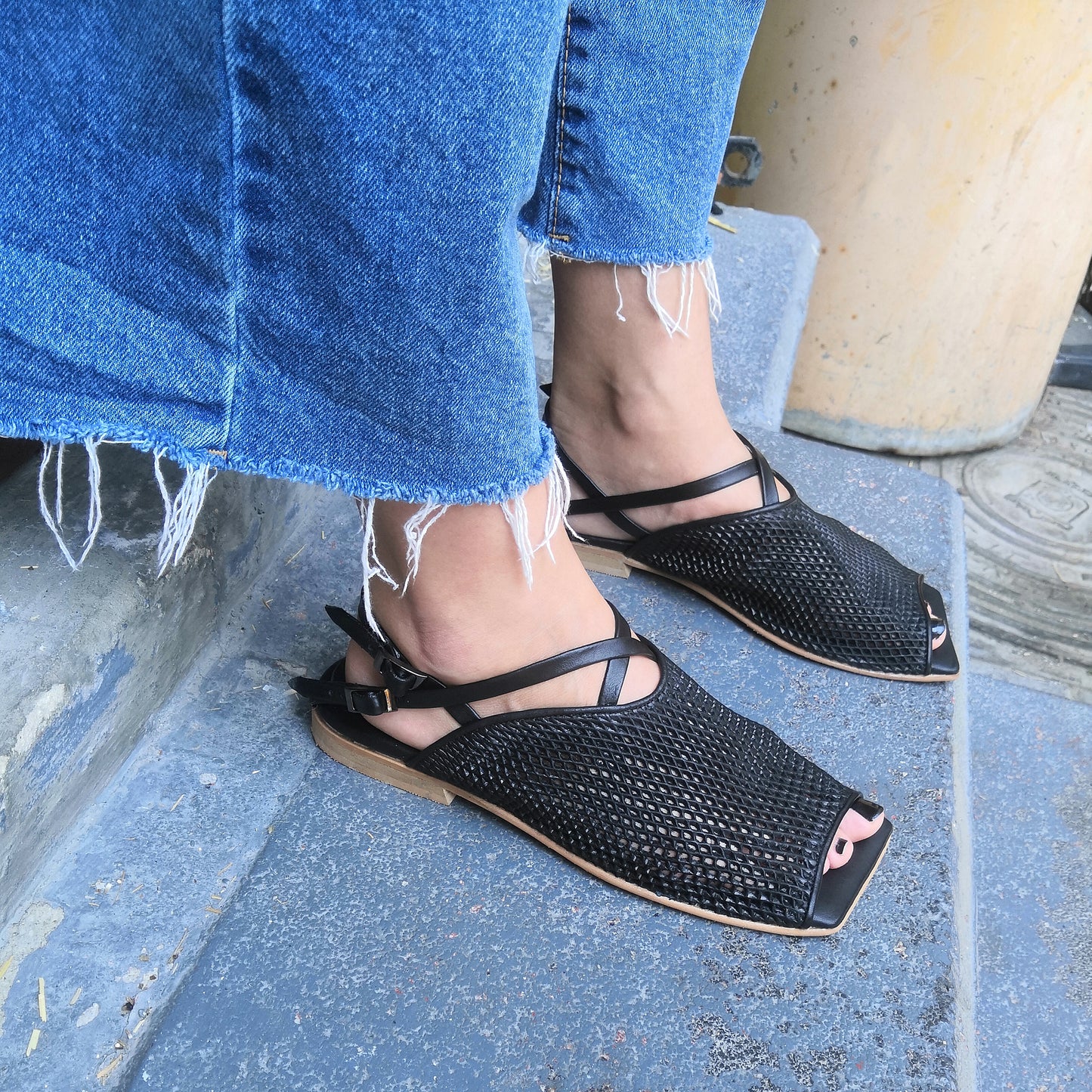Black Net Sandals