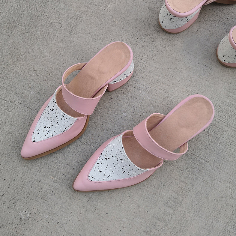 Pink Pointed Toe Mules Bermuda – Katz And Birds