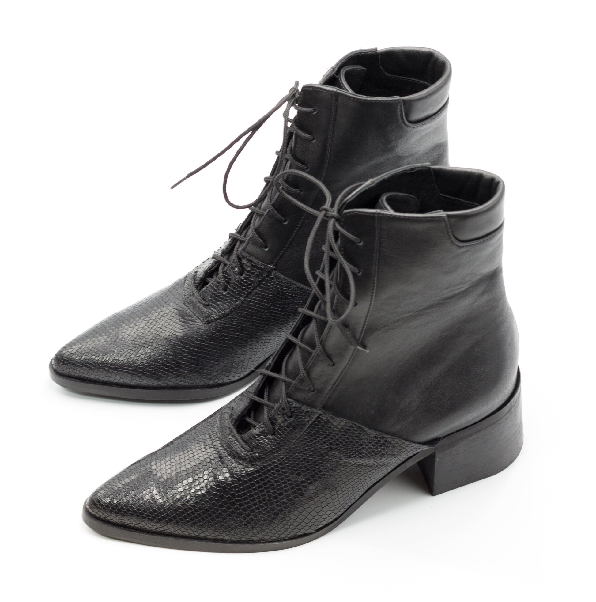 Quartz - Black Lace Up Boots Katz And Birds Quartz - Black Lace Up Boots Katz And Birds