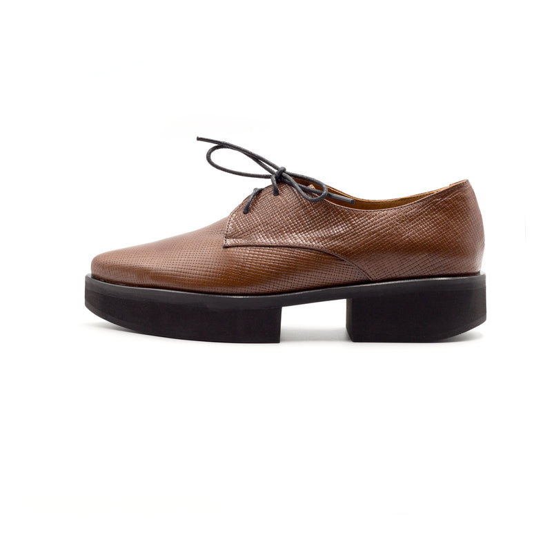 Stockholm - Brown leather platform shoes