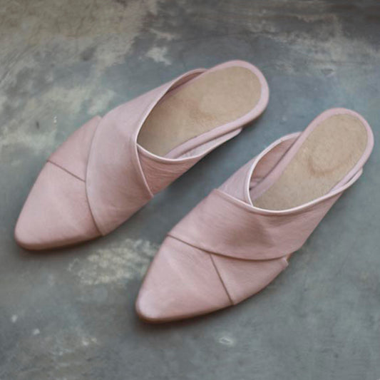 Stork - Pointed Toe Flats, Pink