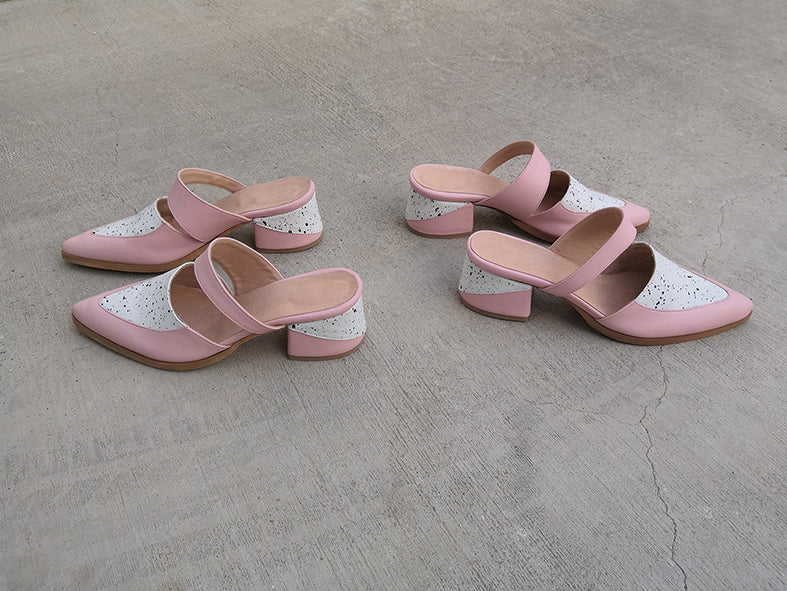 Pink Pointed Toe Mules - Bermuda