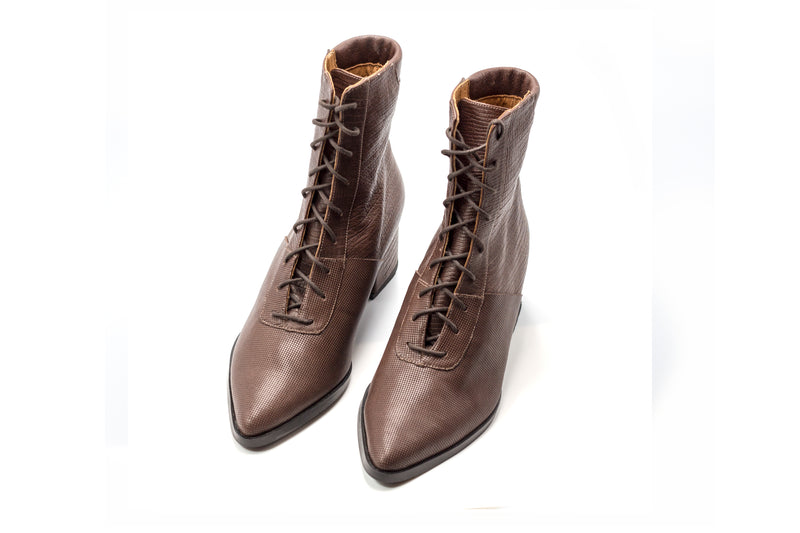 Brown Leather Boots- Koniak