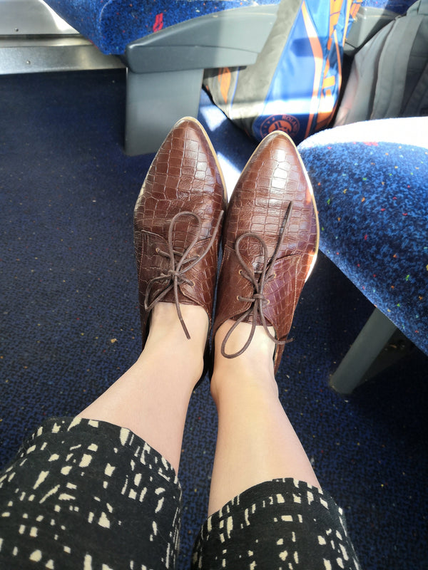 Brown oxfords with texture