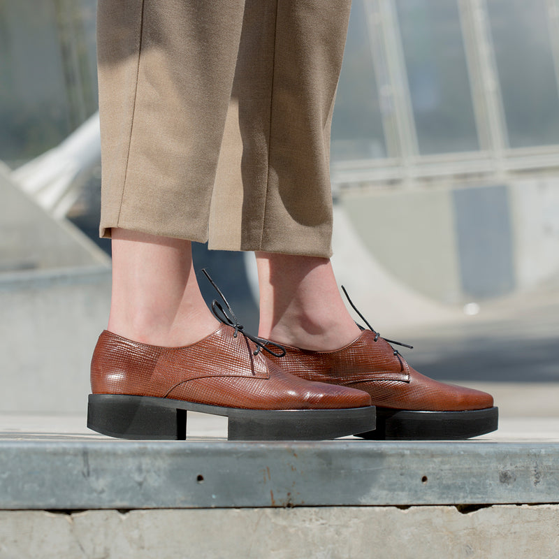 Stockholm - Brown leather platform shoes