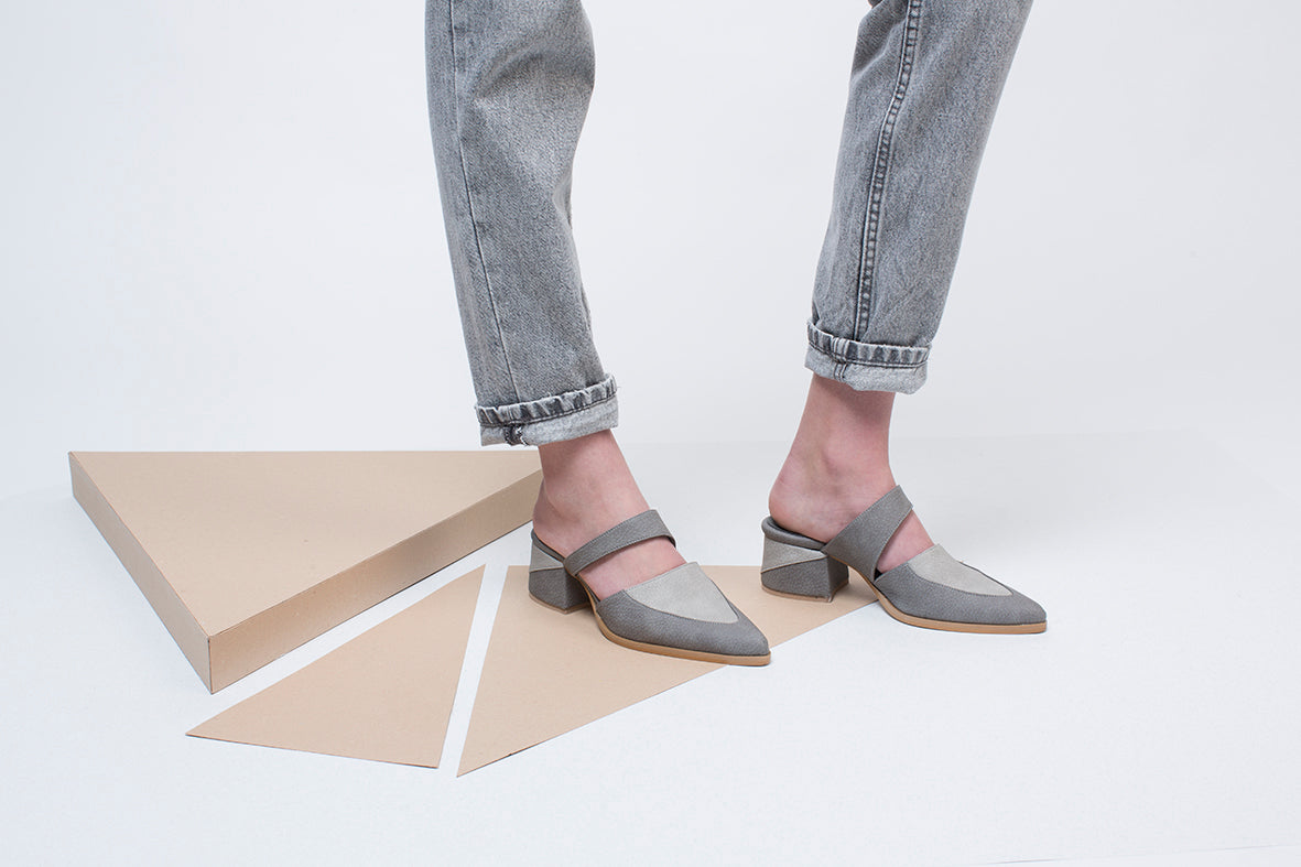 Gray Bermuda - Vegan Mules