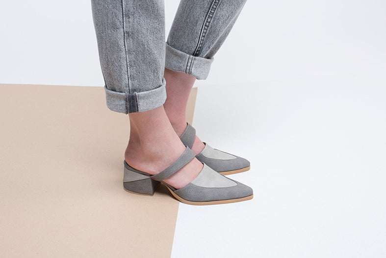 Gray Bermuda - Vegan Mules