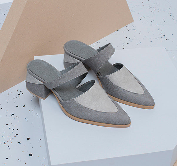 Gray Bermuda - Vegan Mules