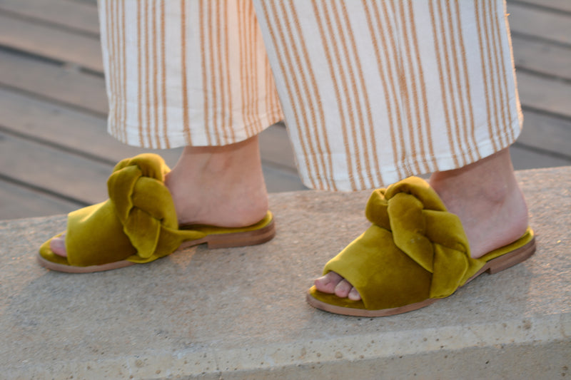 Braid Sandals- Yellow Velvet