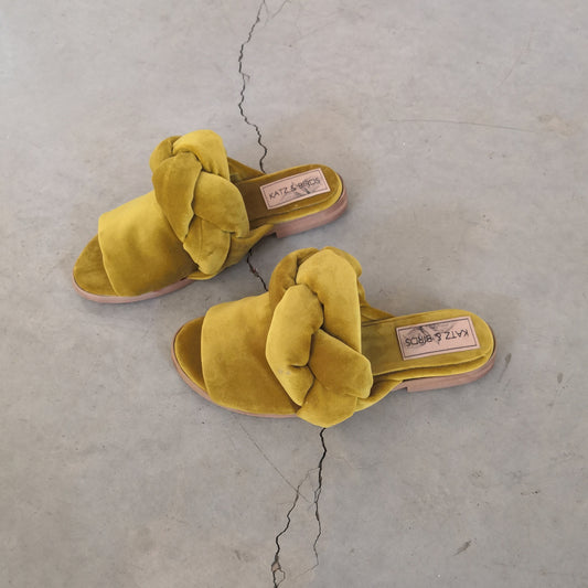 Braid Sandals- Yellow Velvet