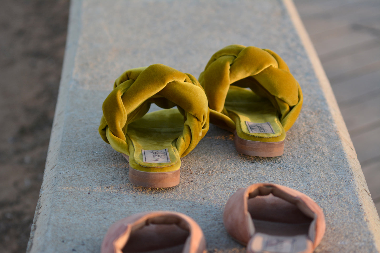 Braid Sandals- Yellow Velvet