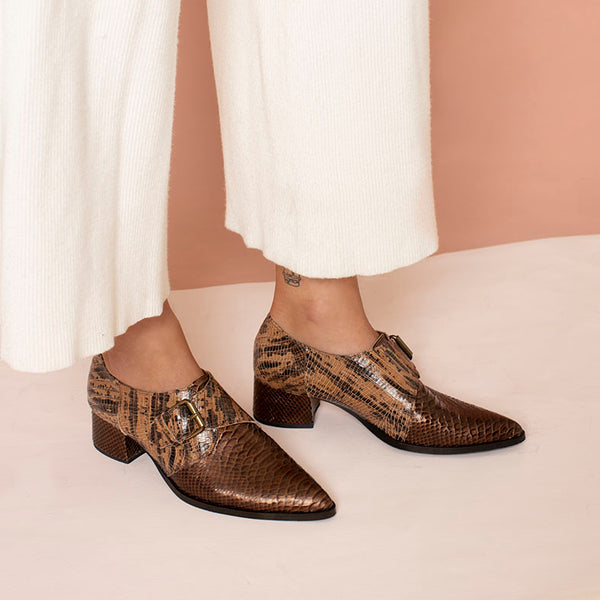 Brown Starling- Single buckle Shoes For Women