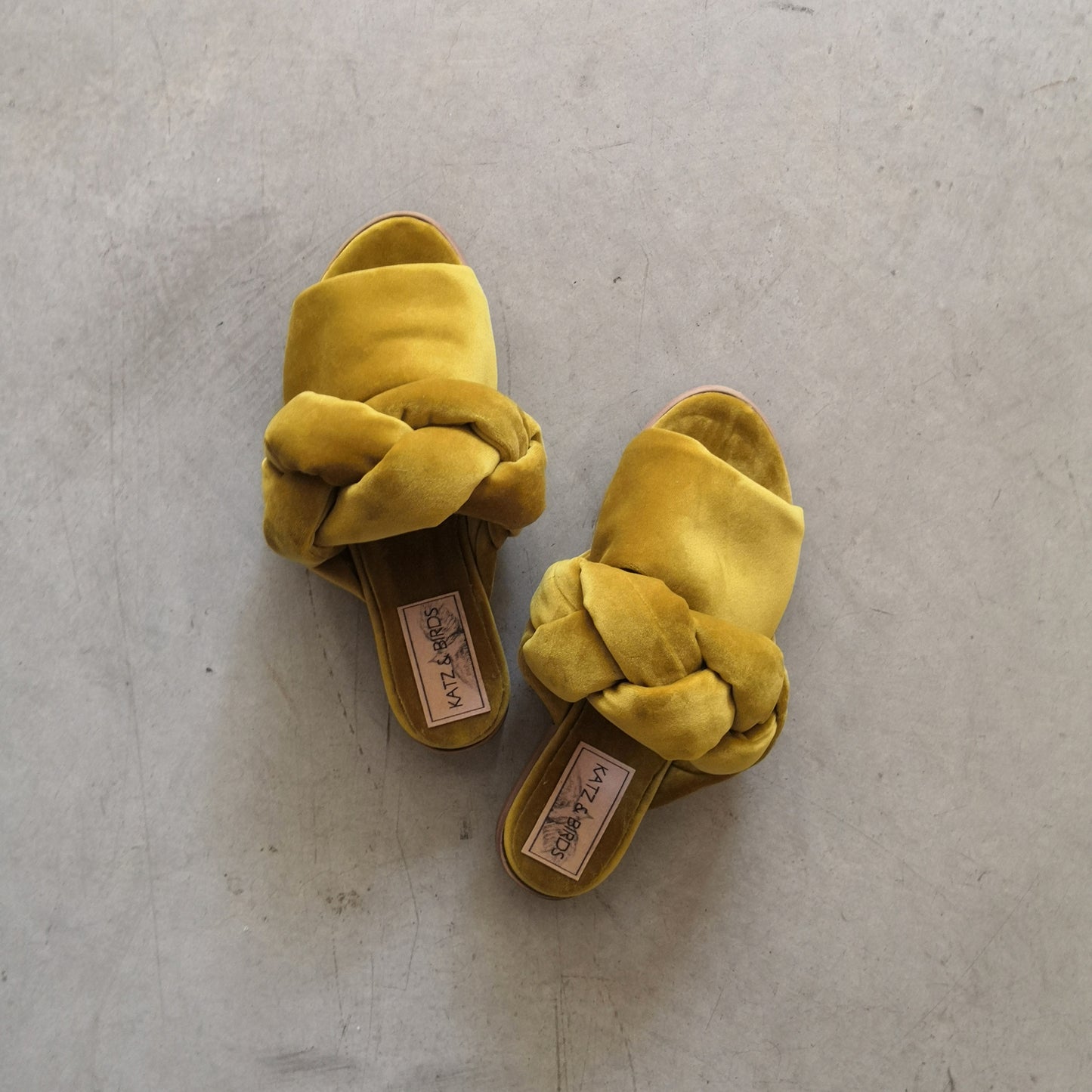 Braid Sandals- Yellow Velvet