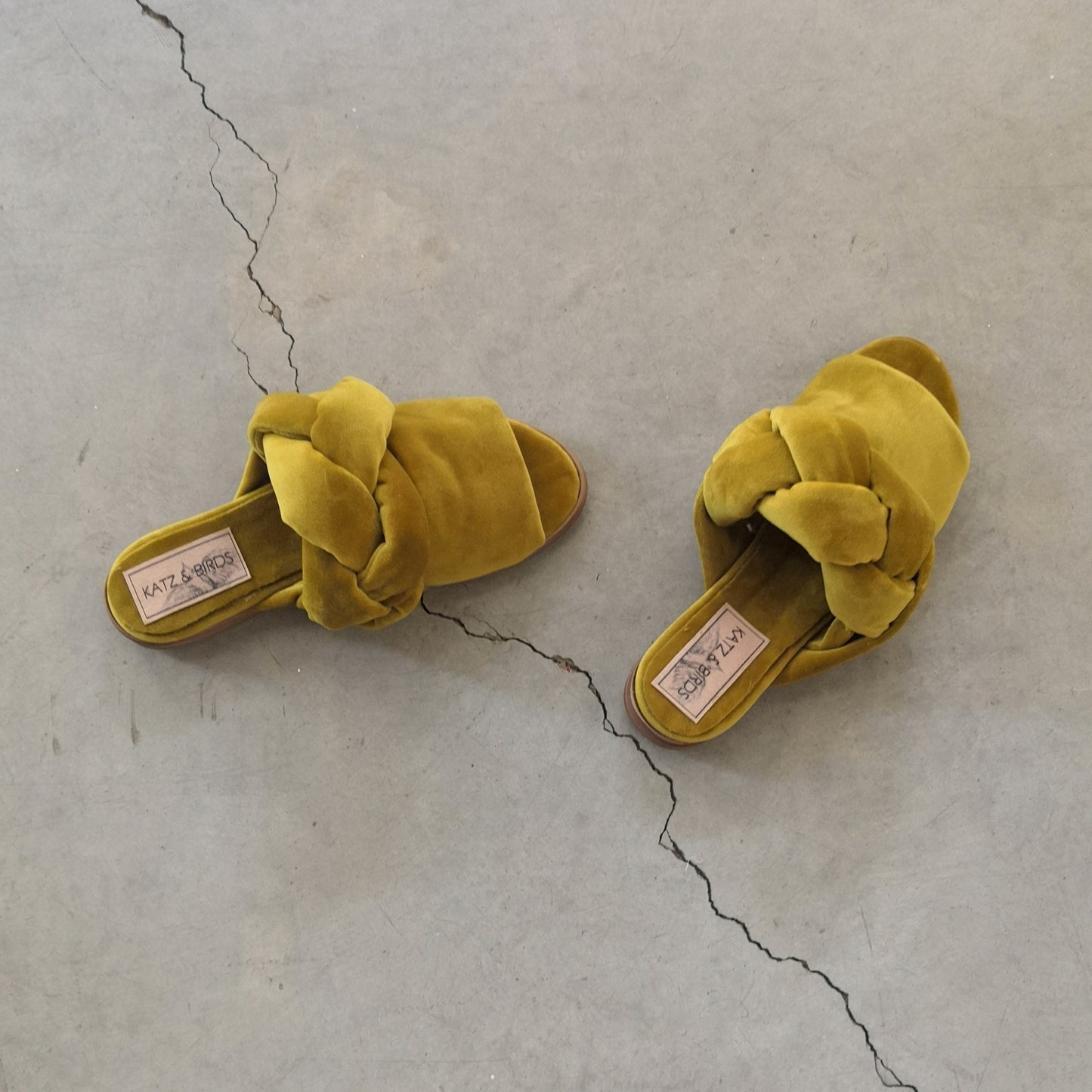 Braid Sandals- Yellow Velvet