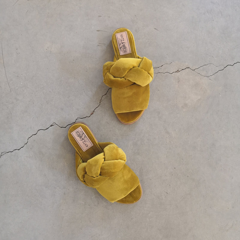 Braid Sandals- Yellow Velvet