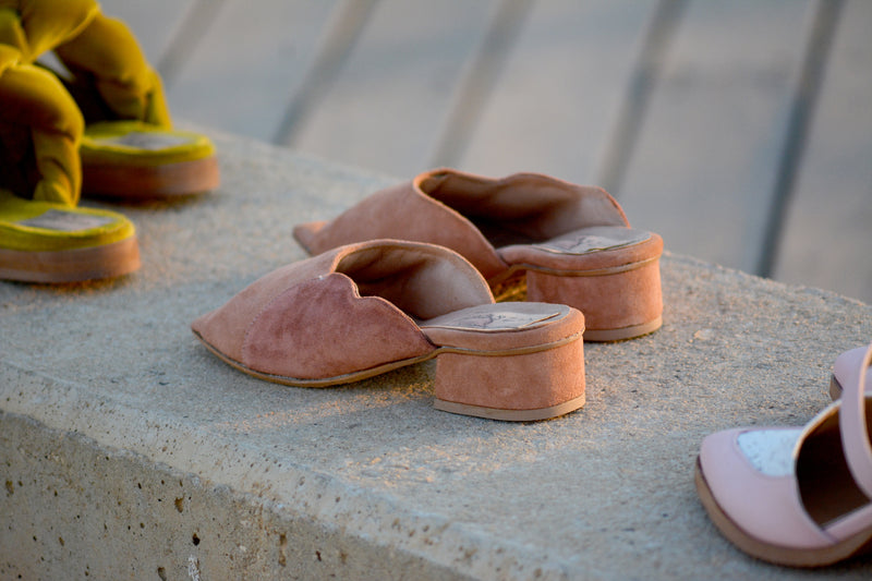 Pink Clouds - Square Toe Suede Sandals