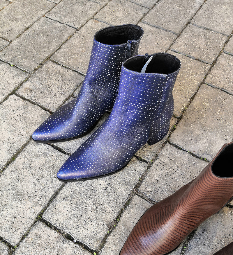 Blue Printed Boots