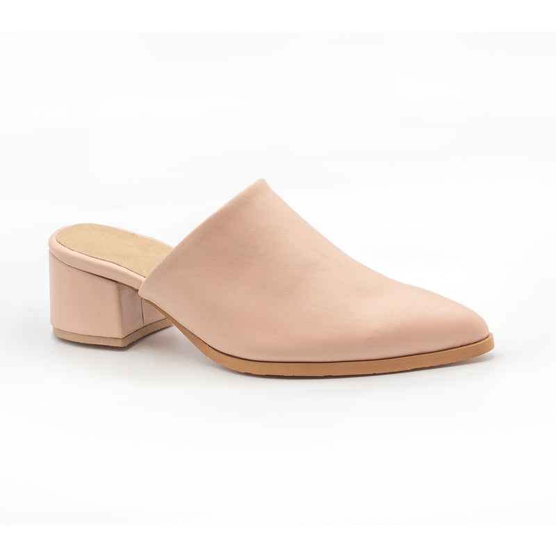 Pink Mules Covered Heel