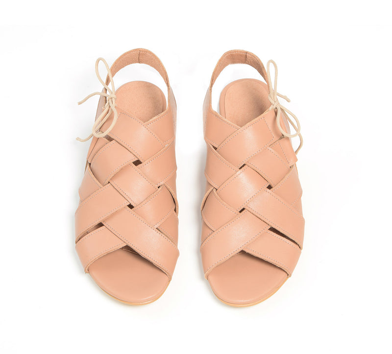 Palm tree sandals in tan color