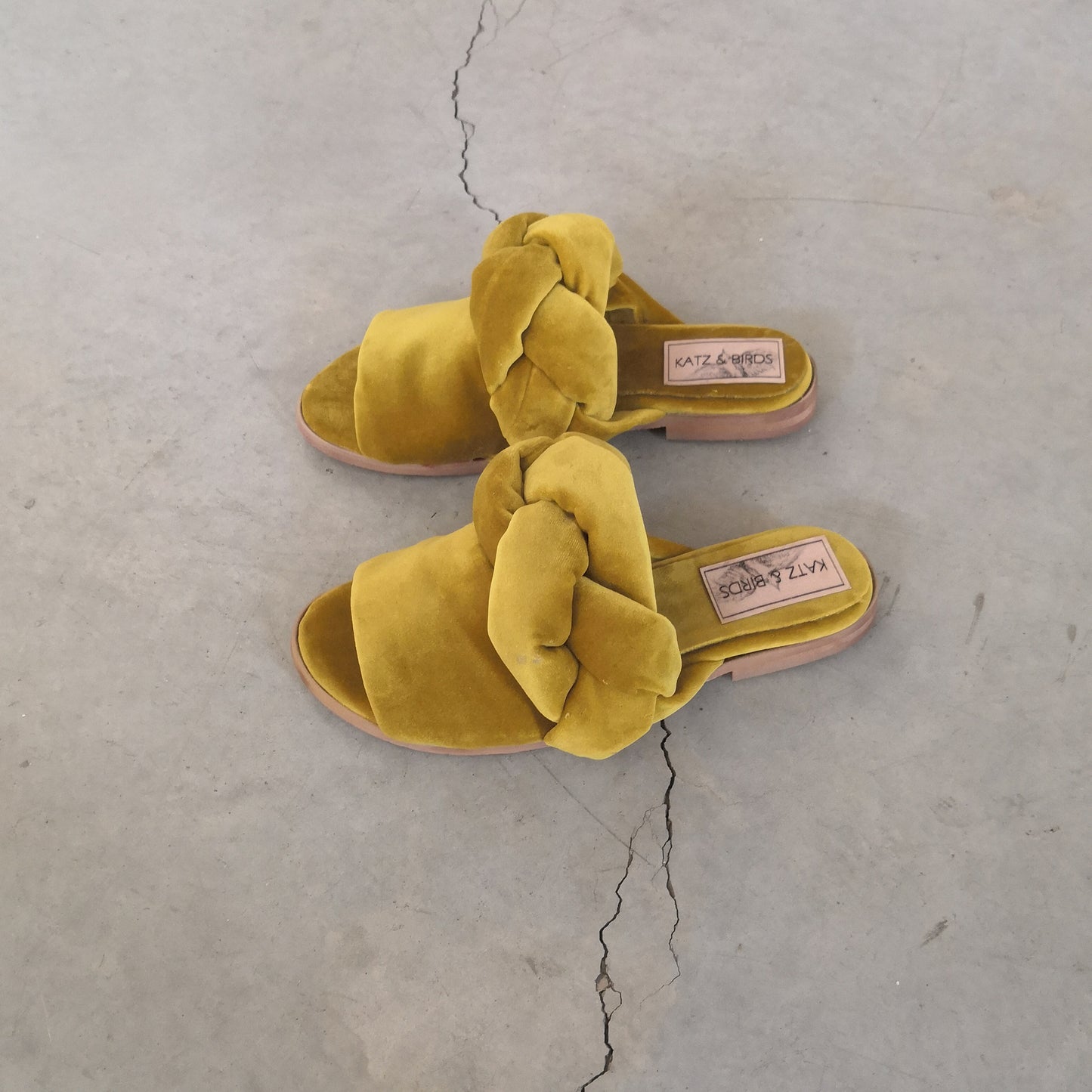 Braid Sandals- Yellow Velvet