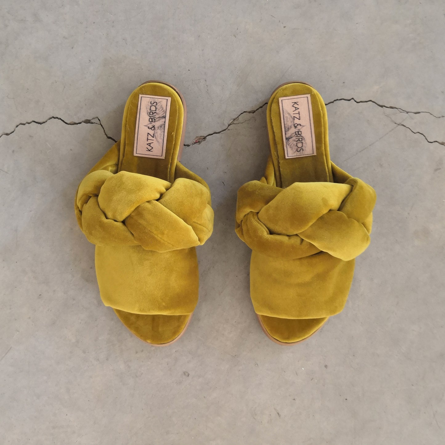 Braid Sandals- Yellow Velvet