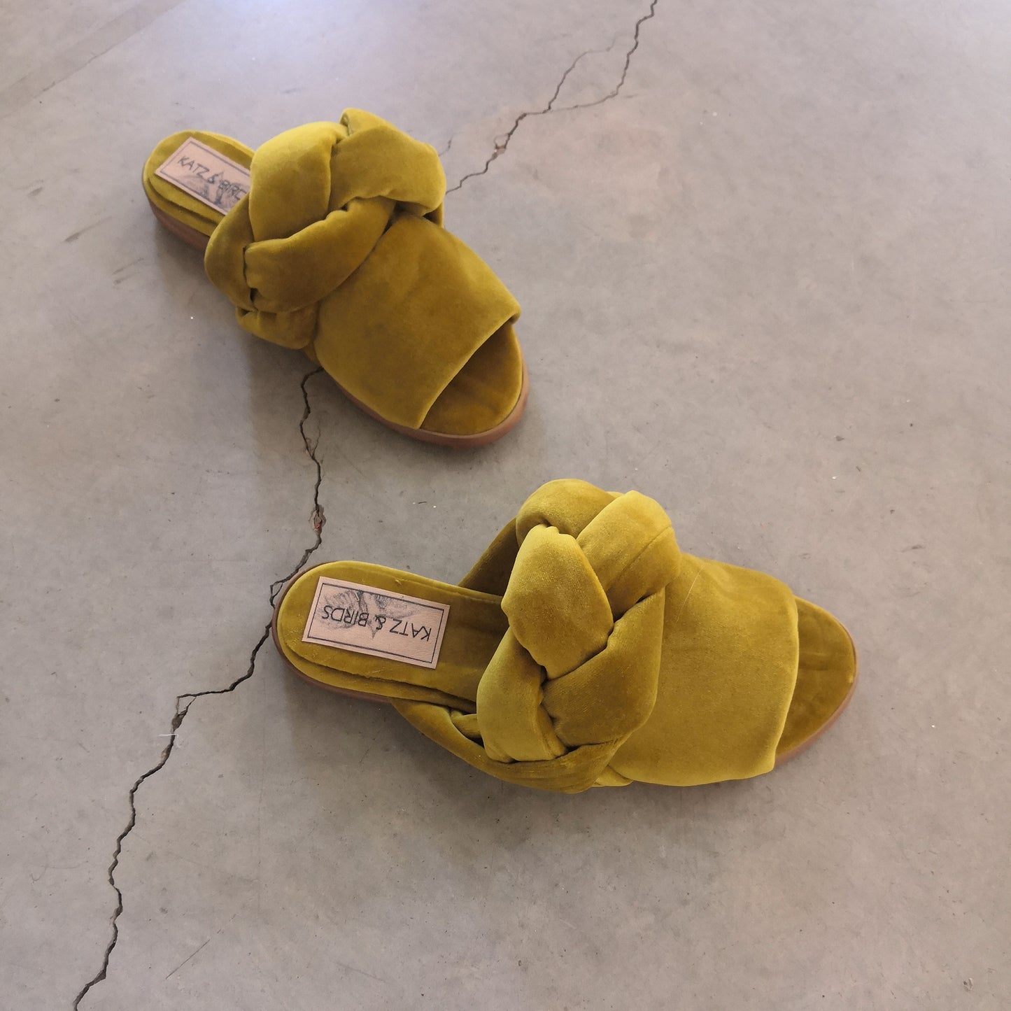 Braid Sandals- Yellow Velvet