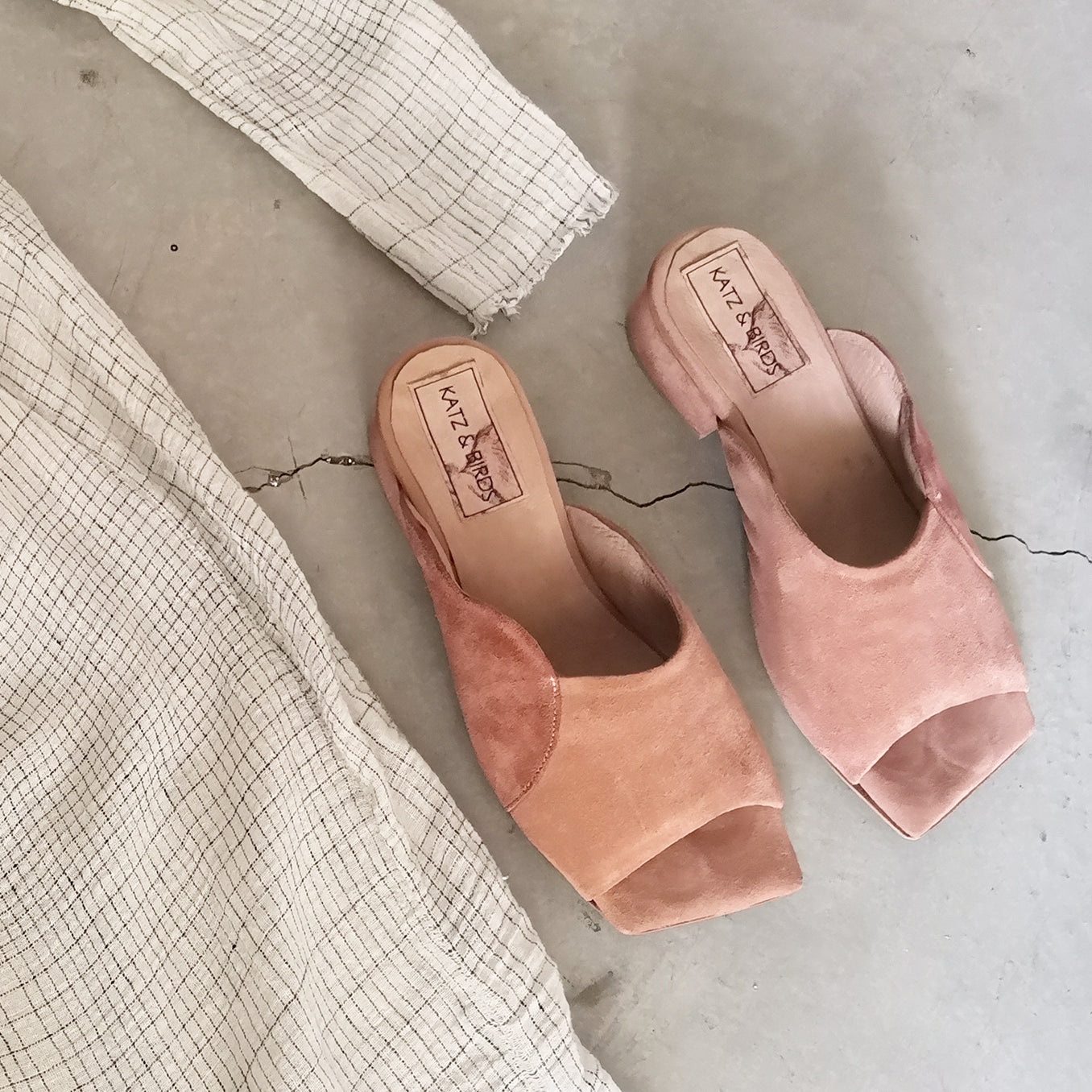 Pink Clouds - Square Toe Suede Sandals