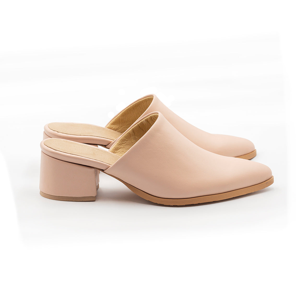 Pink Mules Covered Heel