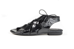 Palm tree sandals in shiny black